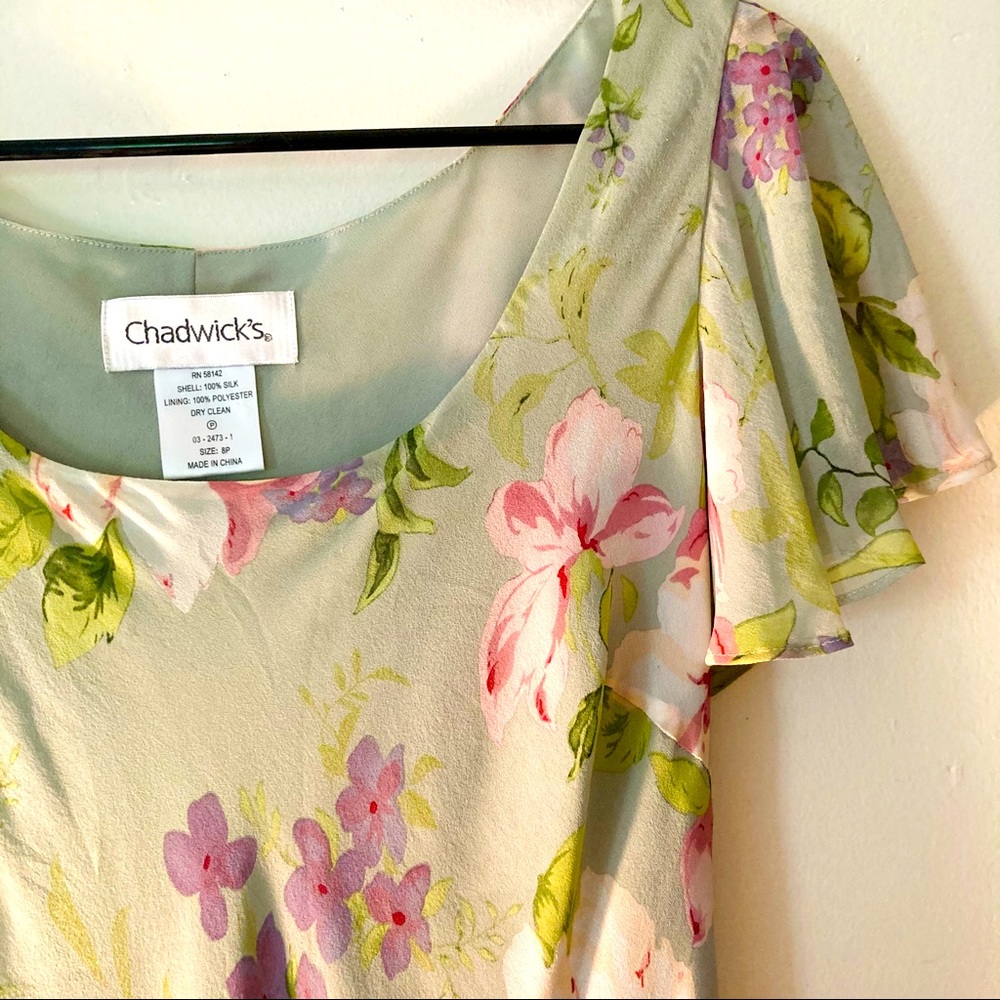 Vintage | 100% Silk | floral midi dress